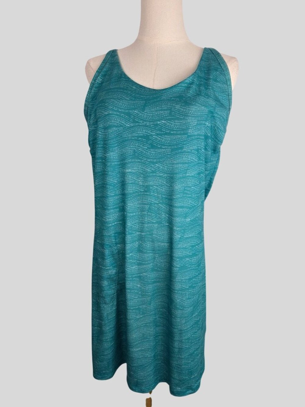 prAna Active Dress Size Large Aqua‎ Blue Shelf Bra Athleisure Dress